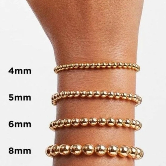 NIB Louise Carter 6mm Caicos Beaded Bracelet 18k Gold Plated Strechy - Picture 2 of 4